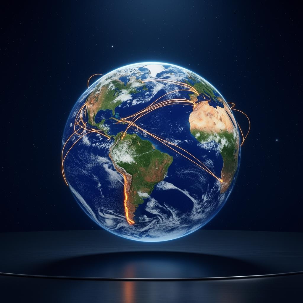 Globo terrestre representando atuação global da VKComex